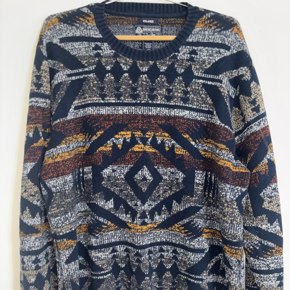 Vintage American Rag Southwestern Aztec Sweater men XXL 100% Cotton Crewneck